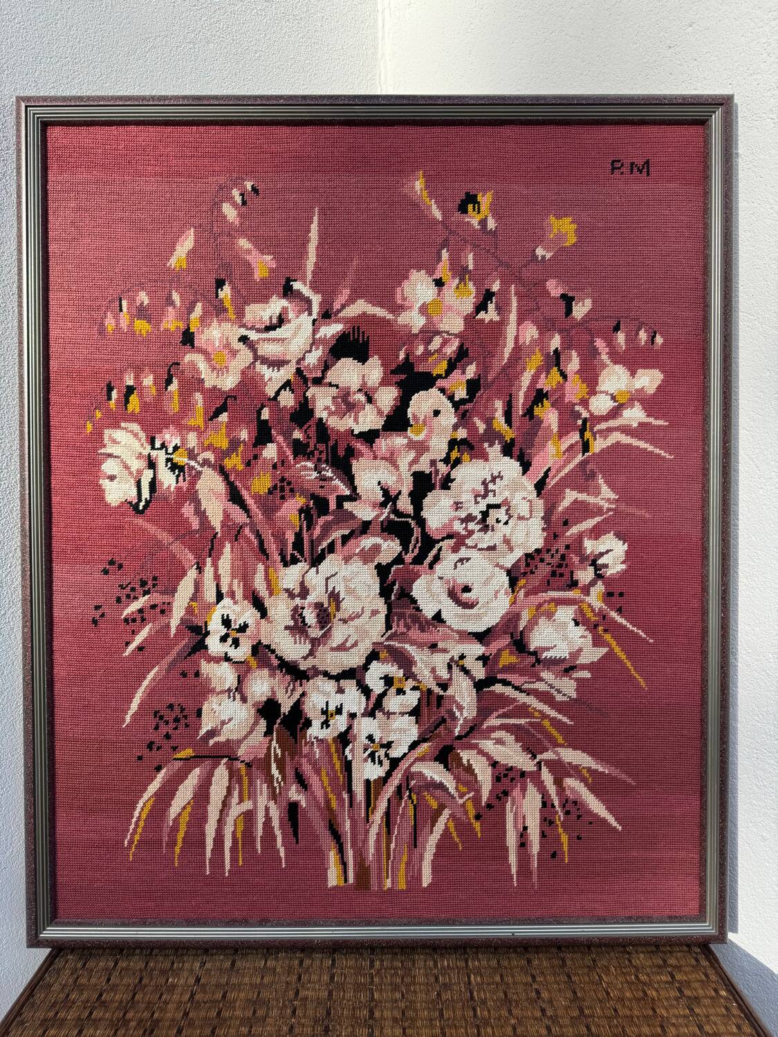 Large vintage floral tapestry