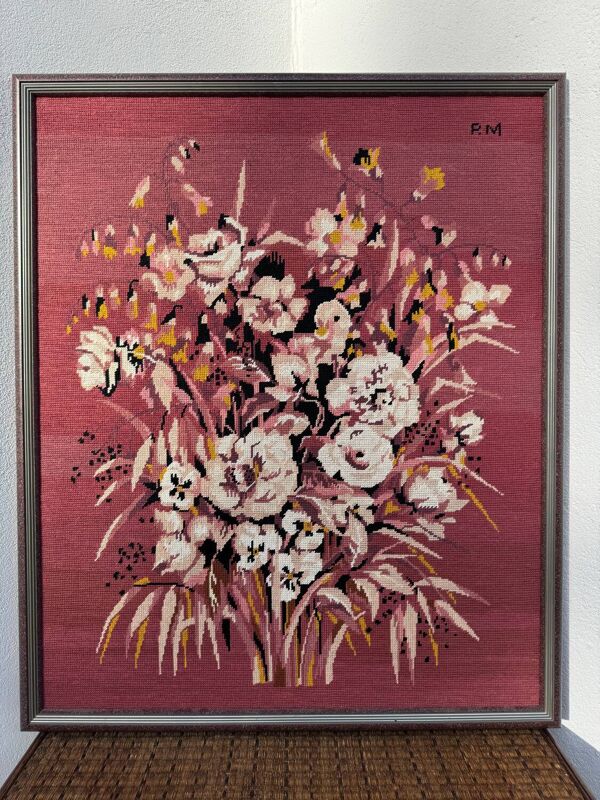 Grande tapisserie florale vintage