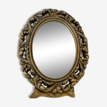 Miroir Ovale Vintage avec Cadre Doré Sculpté