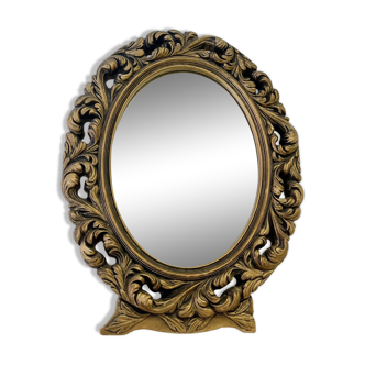 Miroir Ovale Vintage avec Cadre Doré Sculpté