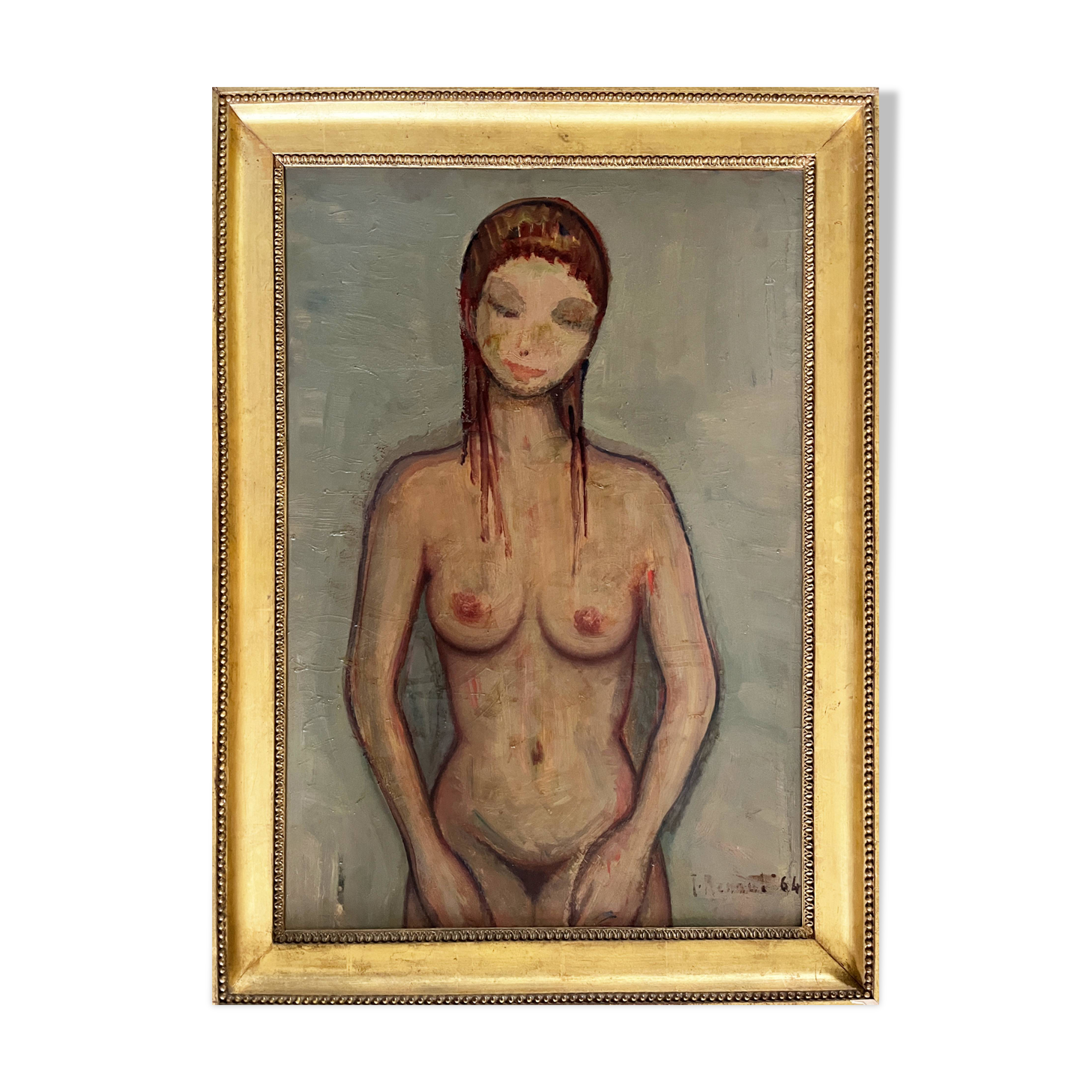 Painting HSP Jean RENAUT (1905-1979) "Model of nude young woman" frame 1964