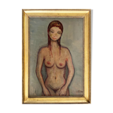 Painting HSP Jean RENAUT (1905-1979) "Model of nude young woman" frame 1964