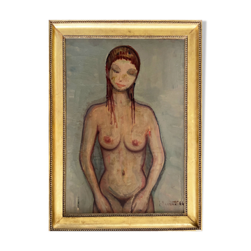 Painting HSP Jean RENAUT (1905-1979) "Model of nude young woman" frame 1964