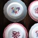 6 assiettes plates Digoin Sarregemines Marsac rouge Fleurs dorure