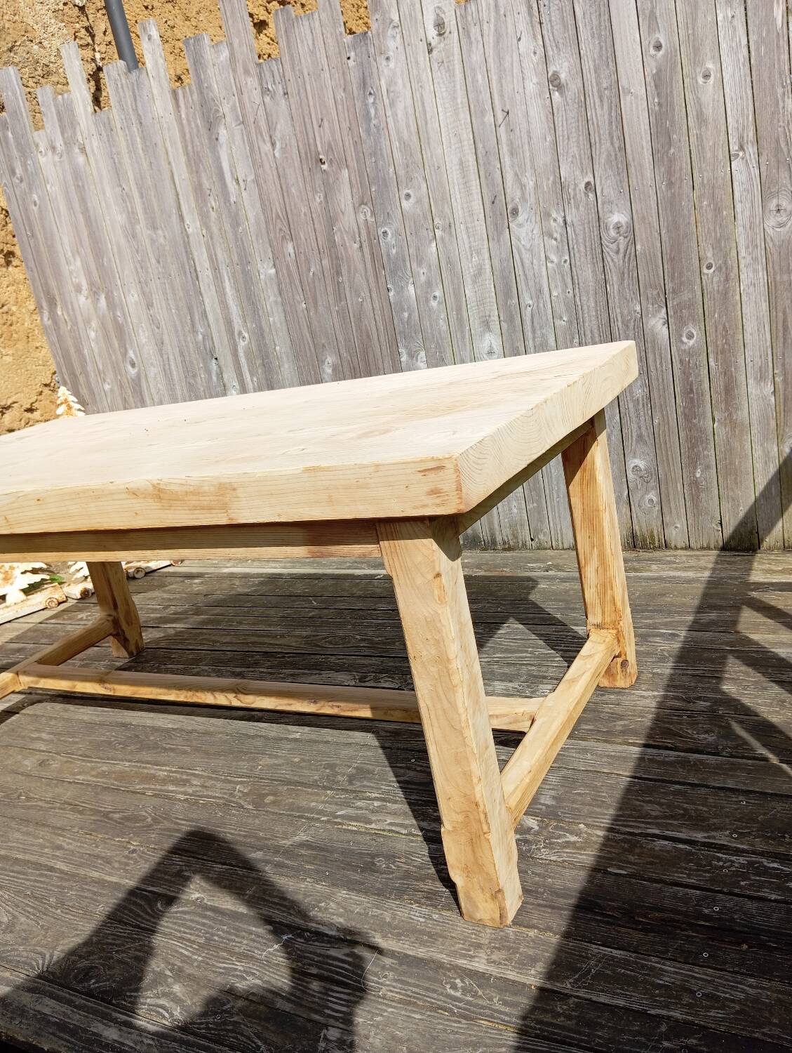 Solid raw wood farm table