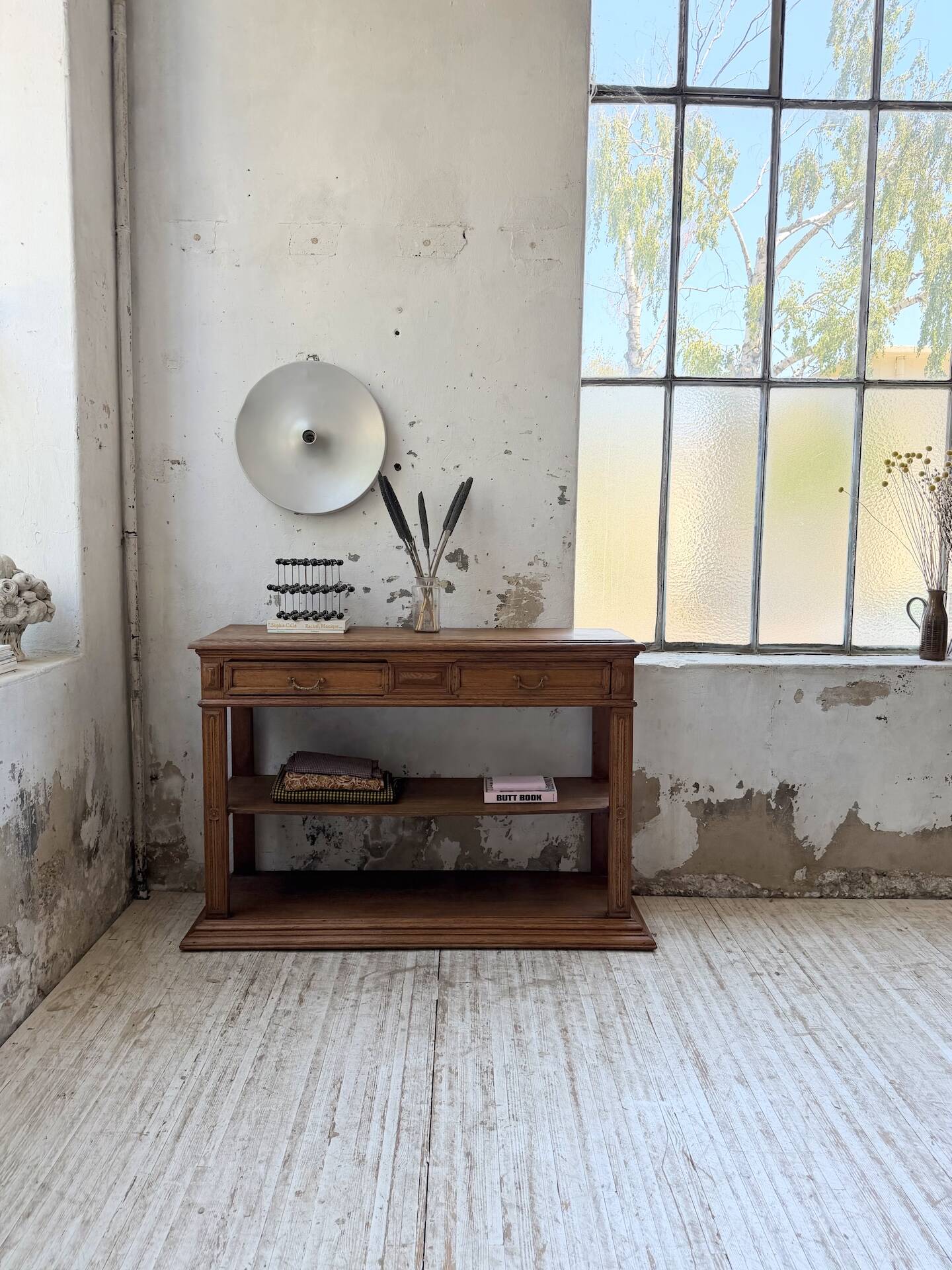 19th-century oak console table