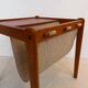 occasional table / magazine rack in teak and turbo-edged fabric