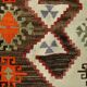 Vintage Red & Green Geometric Turkish Kilim Rug, 132x194Cm
