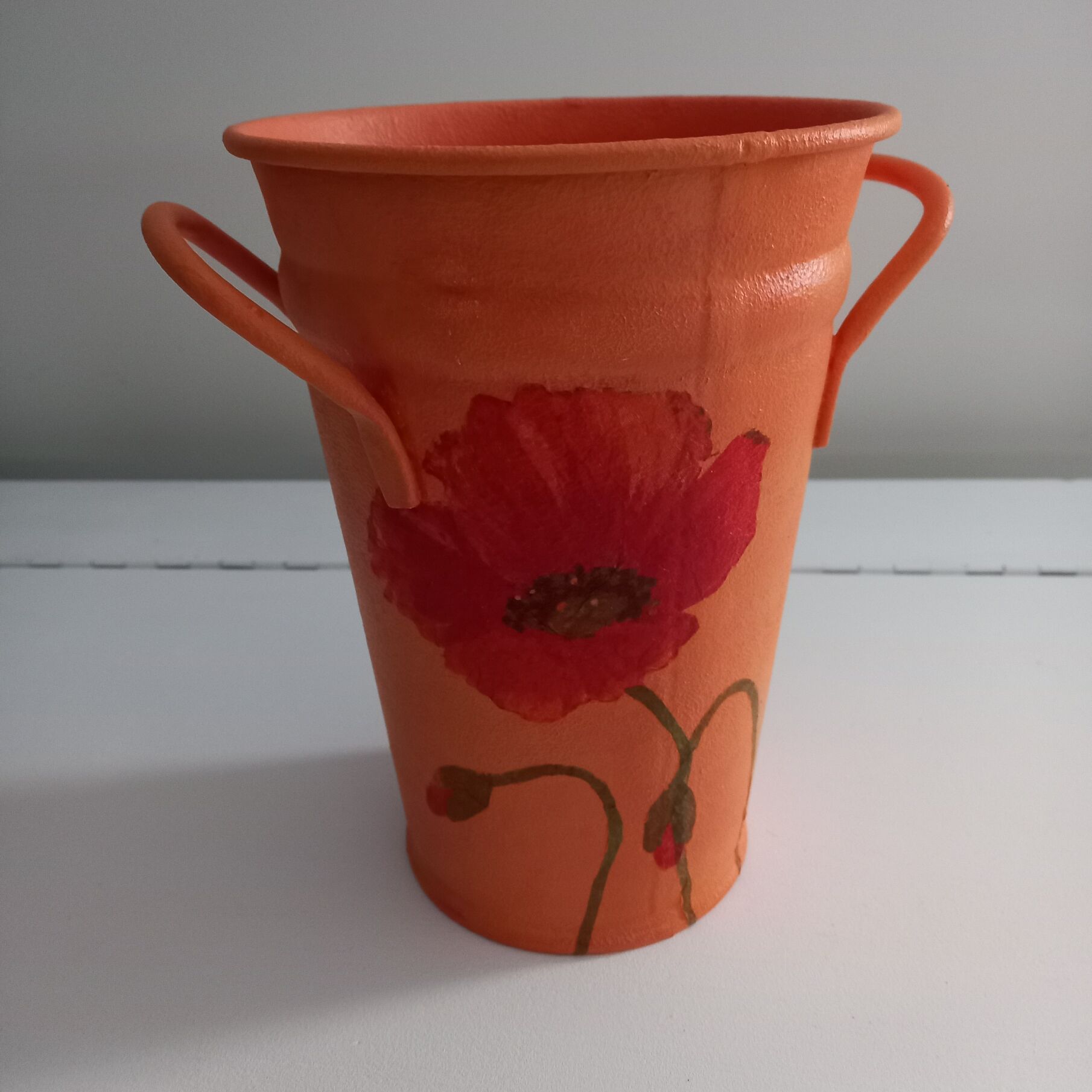 Painted sheet metal pot cover Poppy pattern