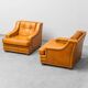 Coppia di poltrone in eco-pelle marrone anni ’50 vintage modernariato