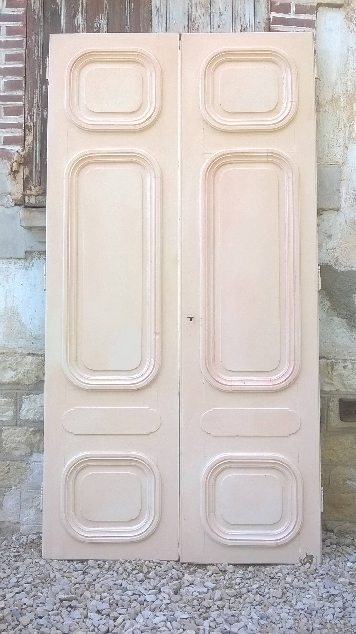 Set of large double old molded cupboard doors