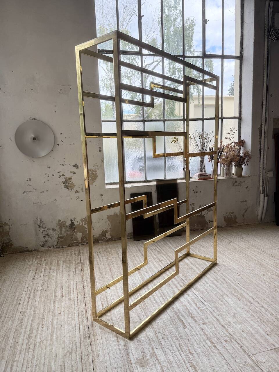 Brass shelf 1970 Belgo Chrom regency