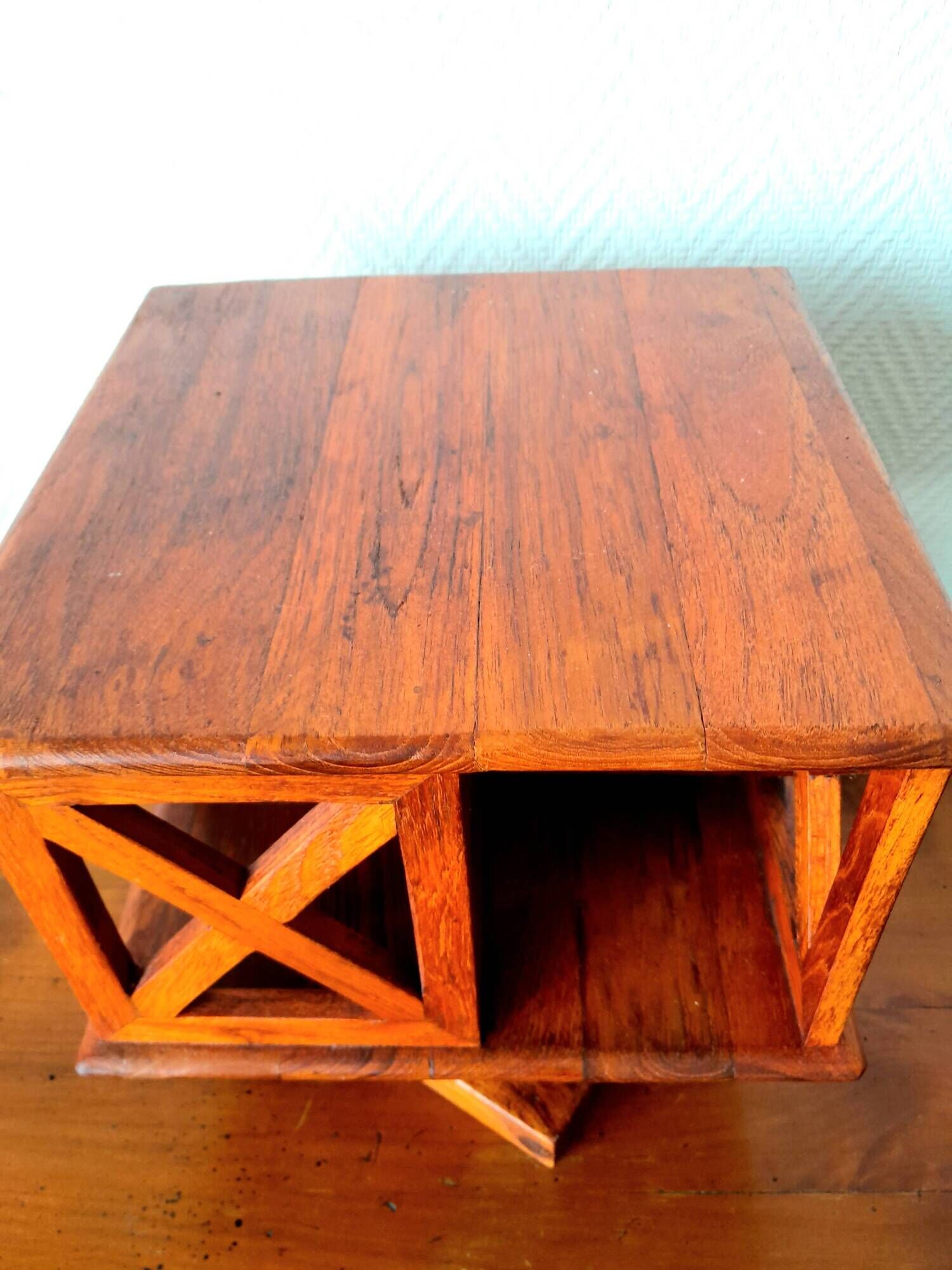 Small vintage teak revolving bookcase