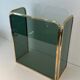 Three-Panel Folding Fire Screen in Tinted Green Glass with Brass Frame