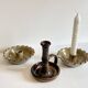 3 Vintage Handmade Ceramic Candle Holders