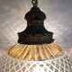Large two-tone pressed glass ball pendant light