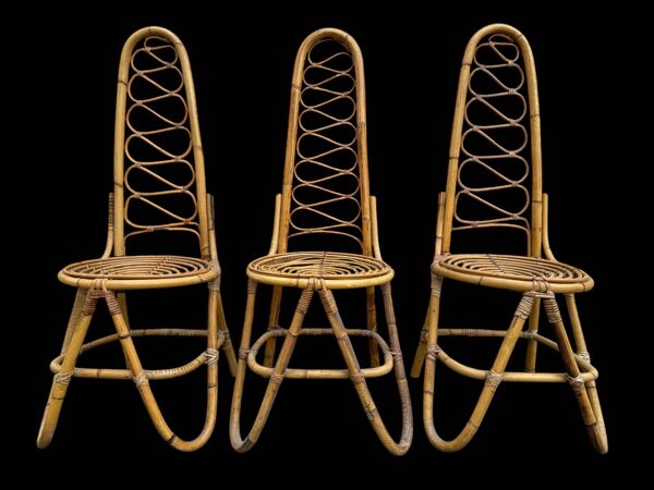 Chaises en Bambou par Dirk Van Sliedrecht pour Rohe Noordwolde, 1960.Set de 3
