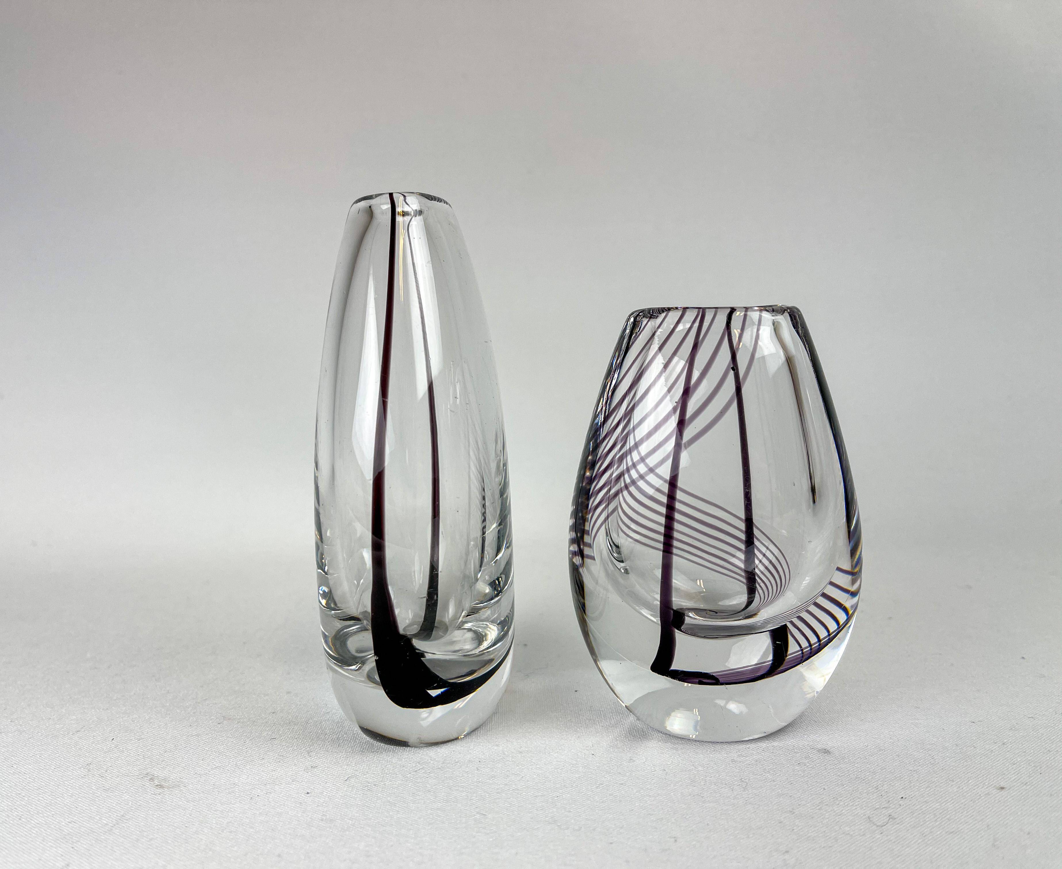 Midcentury collection of art glass vases by Vicke Lindstrand for Kosta Sweden.