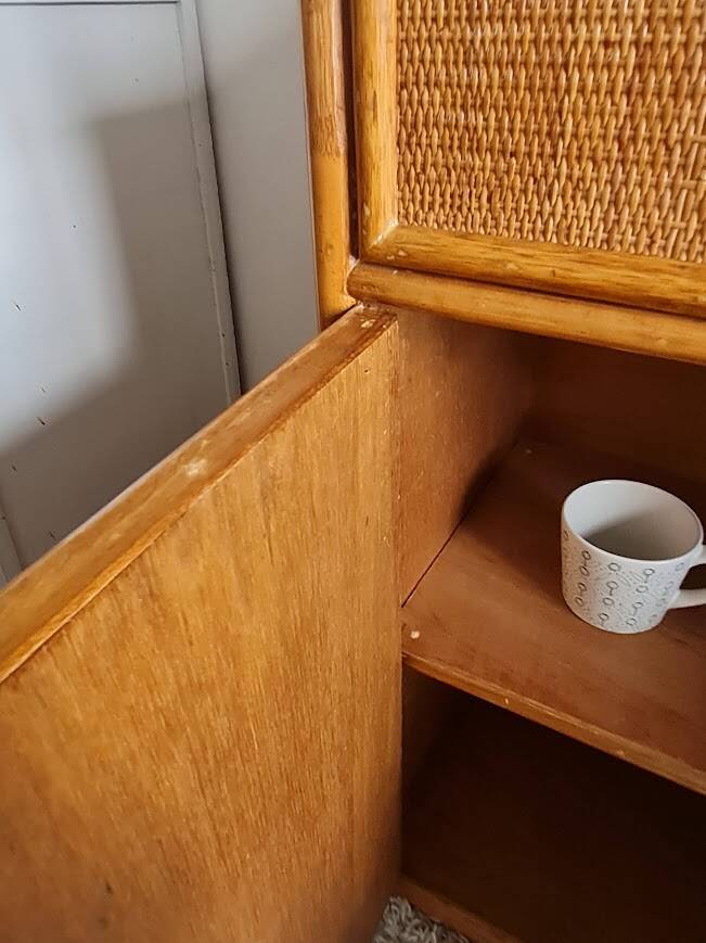 Vintage rattan sideboard from the 1970s.