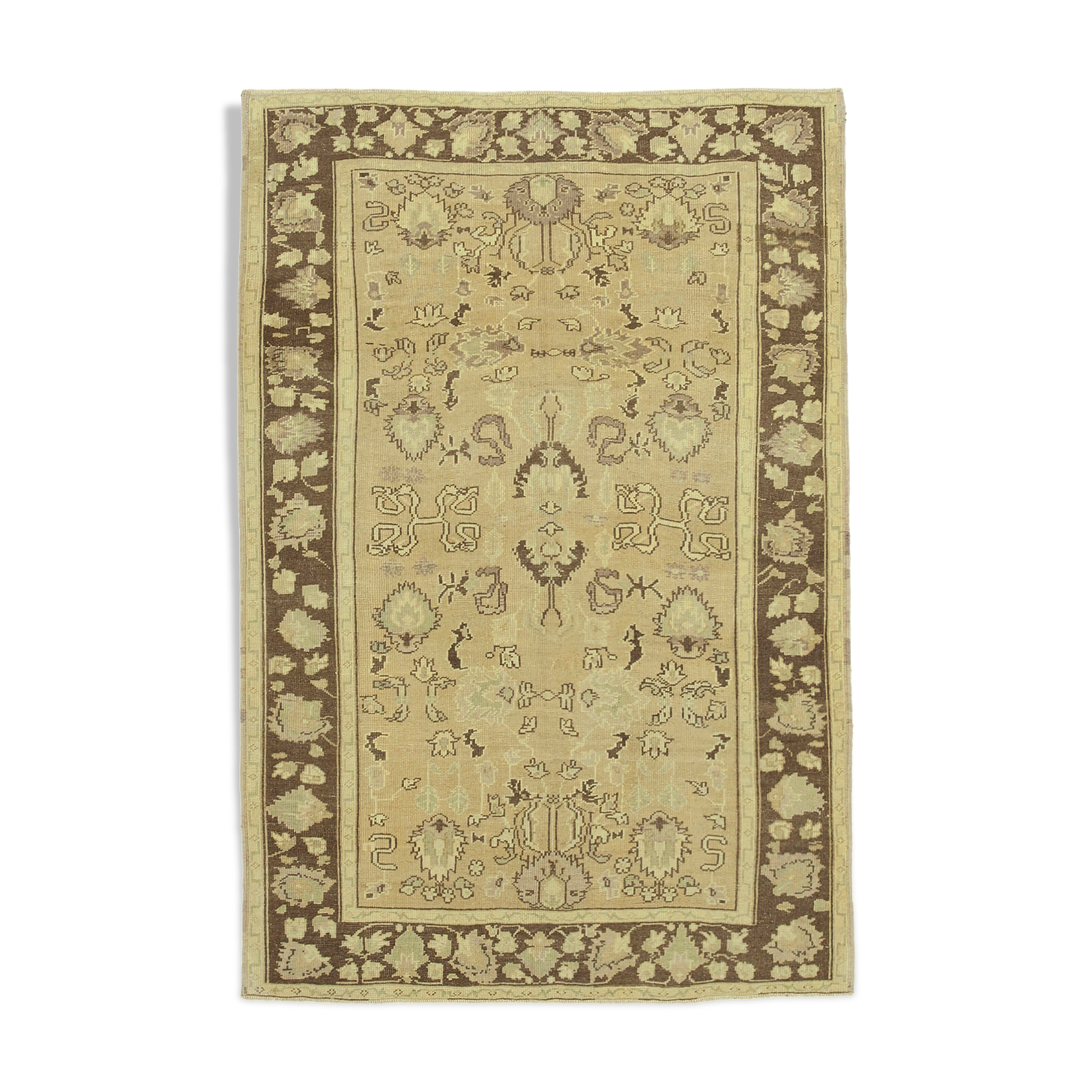1970s handwoven anatolian beige rug 150 cm x 223 cm