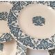Ensemble de 7 assiettes Terre de Fer Rhodes Longwy XIX