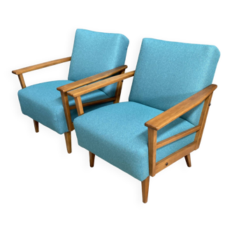 Set of 2 blue Vintage relax chairs 1960s