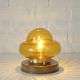Vintage table lamp rustic desk light amber glass mushroom lamp 1970