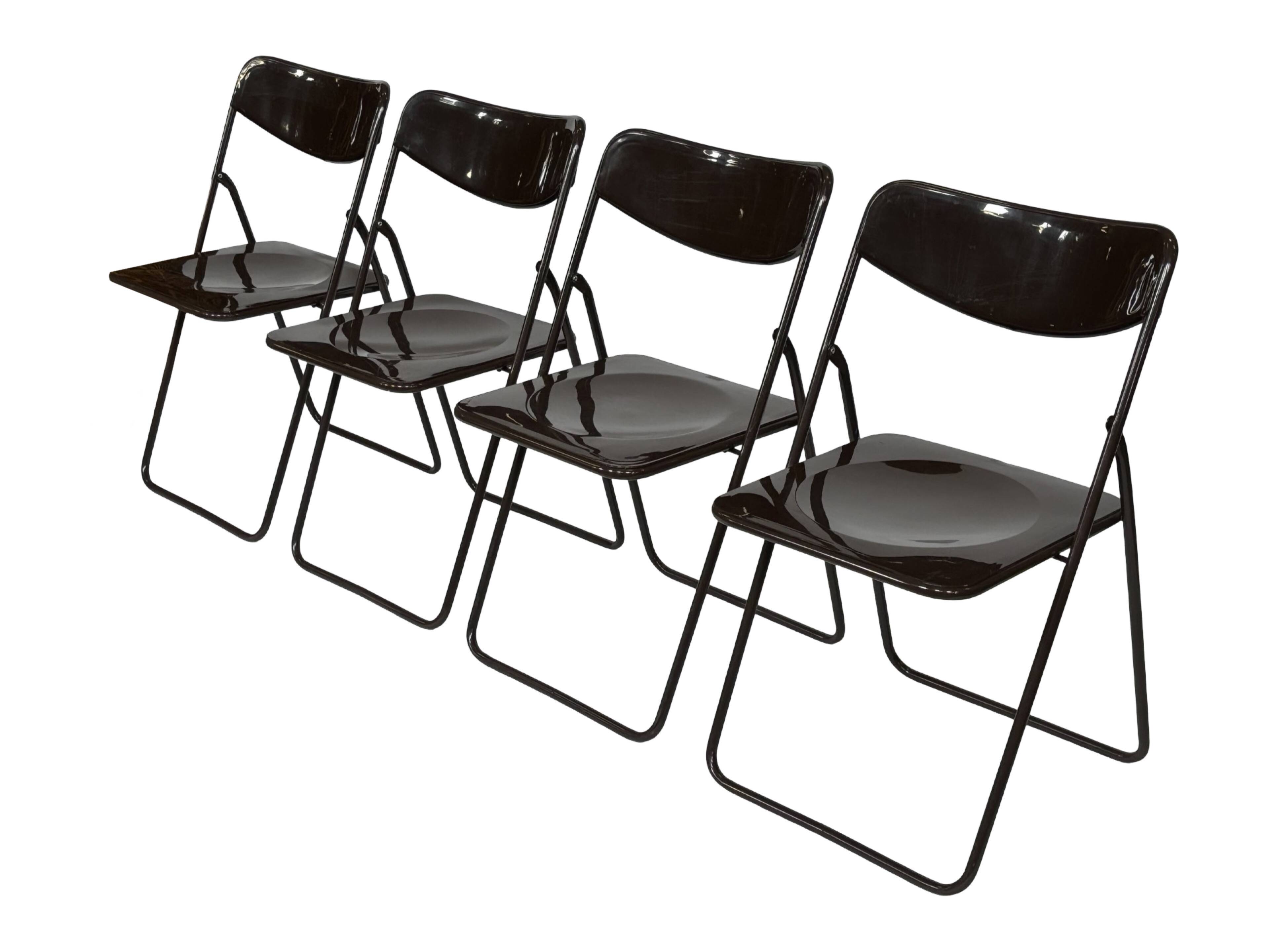 Vintage Ted Folding chairs Niels Gammelgaard for Ikea - Set of four - in Dark Brown