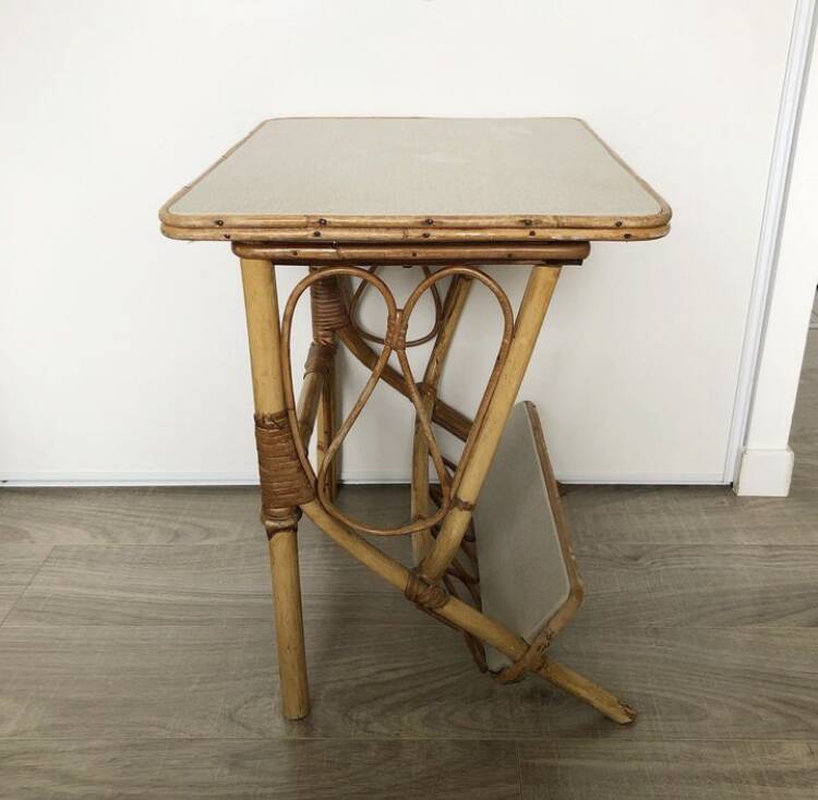 Vintage rattan bedside table