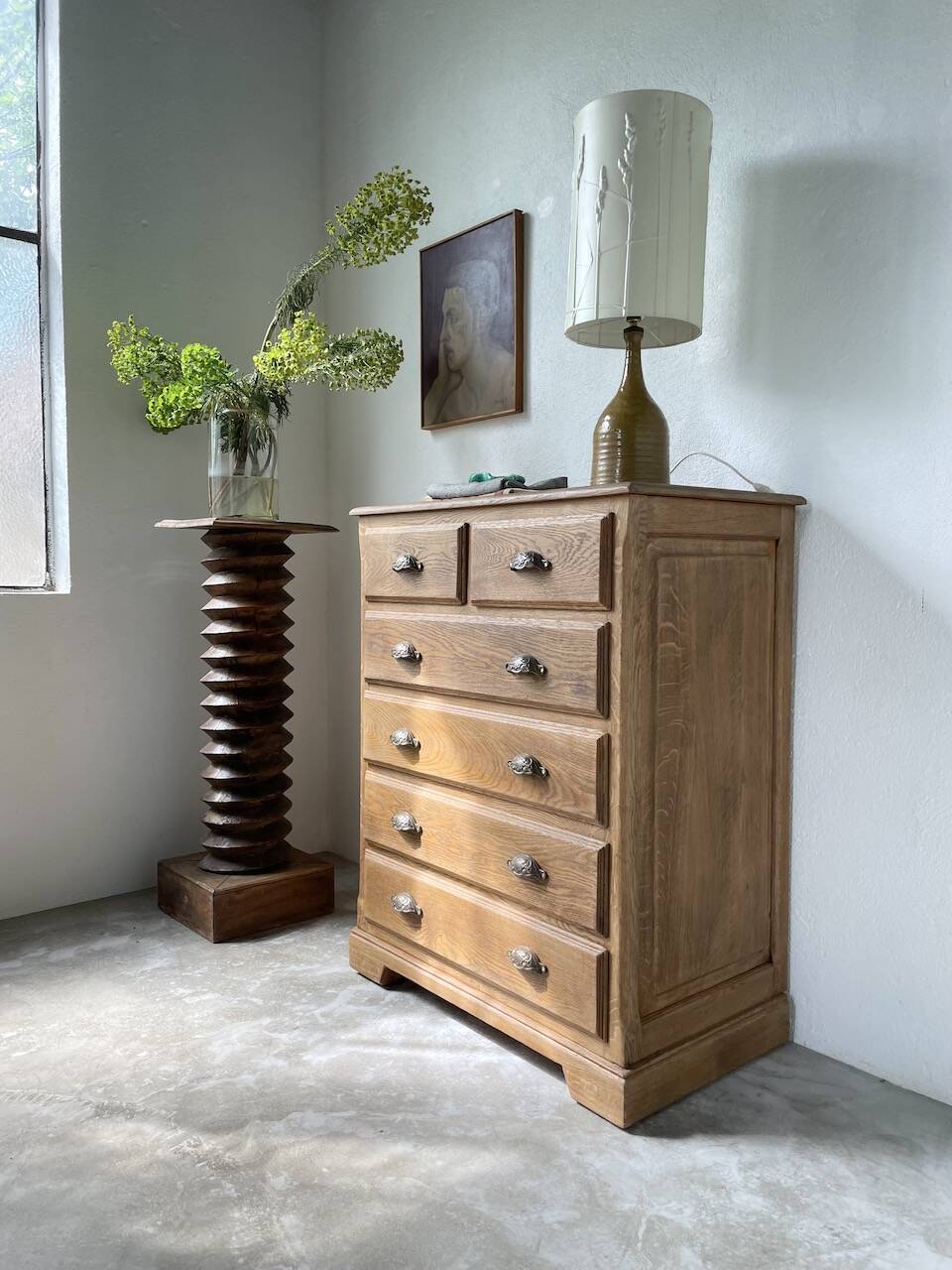 1950 oak chiffonier chest of drawers