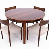 Round table with four chairs from the 1960s, Denmark.