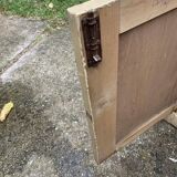 Small vintage yellow bench made of hand-painted wood, low storage from the 1920s.