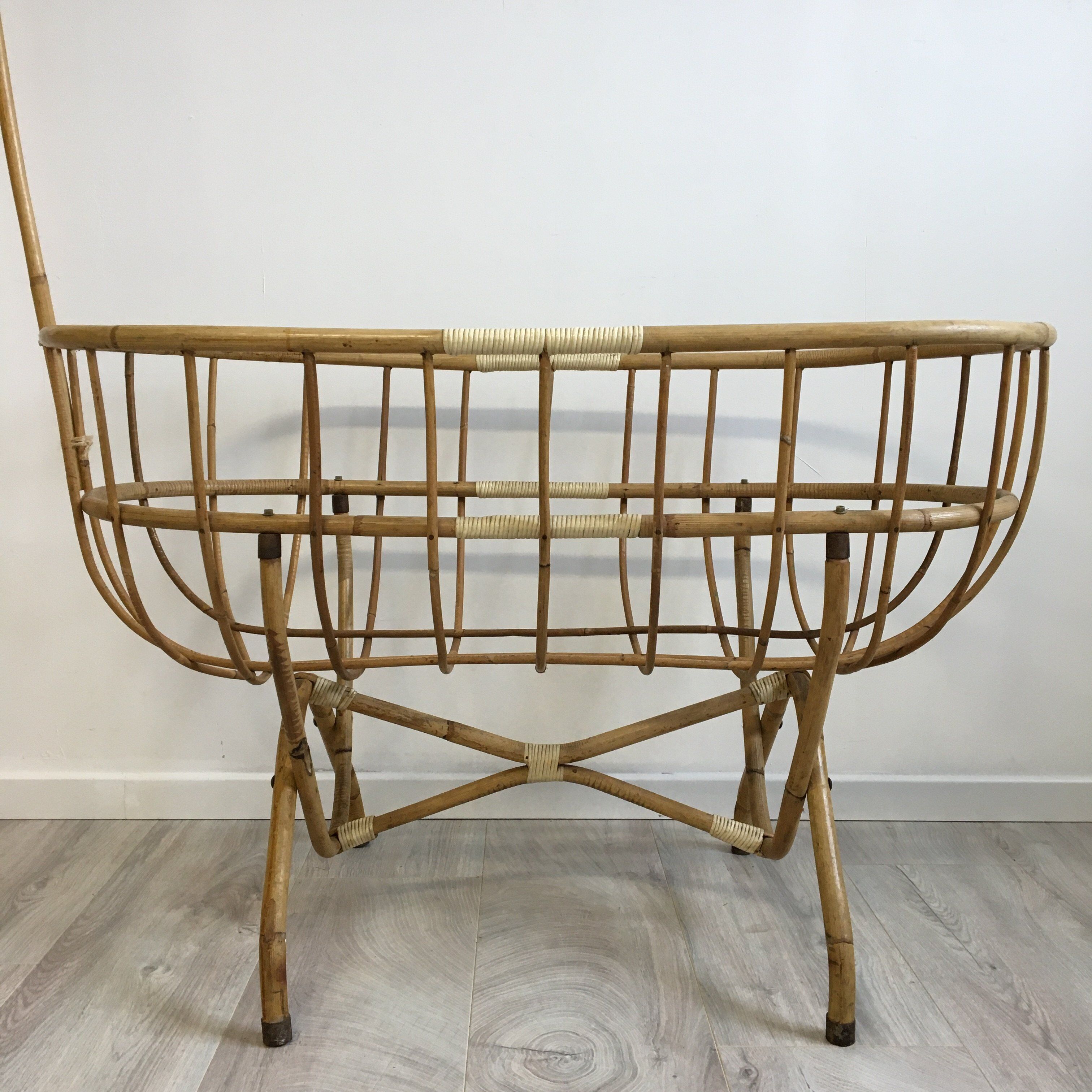 Vintage rattan cradle