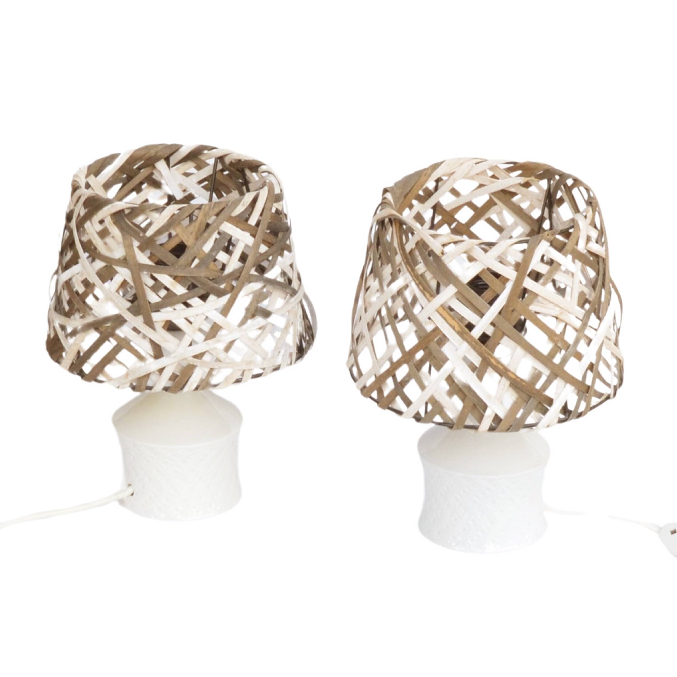 A pair of bedside lamps, porcelain base, Unterweisbach, Germany, 1970s.