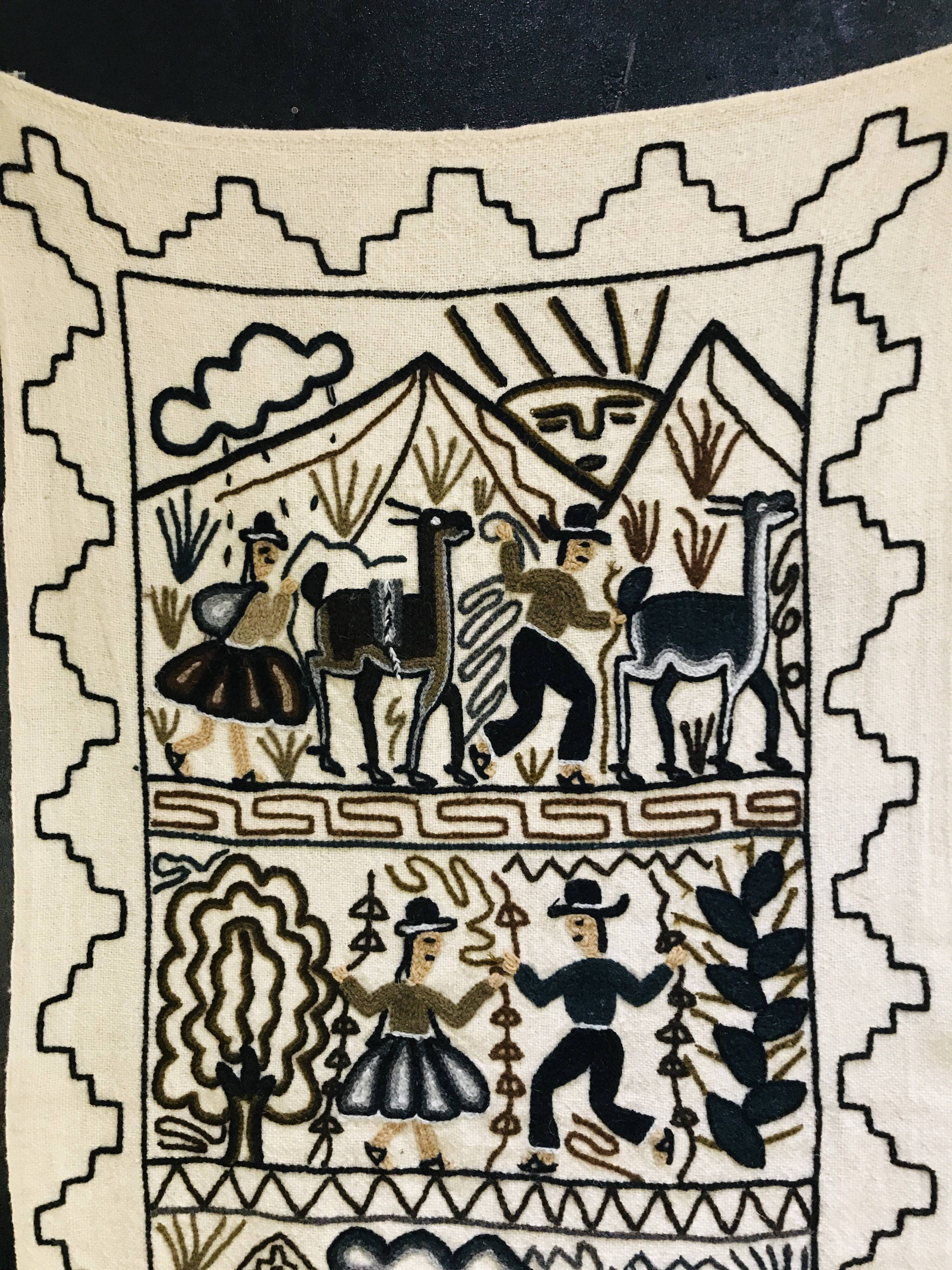 Large vintage wall tapestry Bolivia Peru
