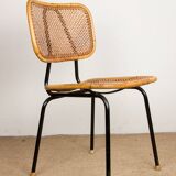 Vintage rattan and metal chair by Dirk Van Sliedrecht for Rohé Noordwolde 1950.