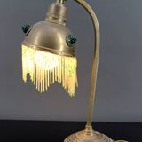 Lampe de table Art Nouveau en Laiton et Cabochons de Verre, Circa 1910