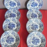 Lot 8 old flat plates Ironstone Tableware Underglaze blue patterns