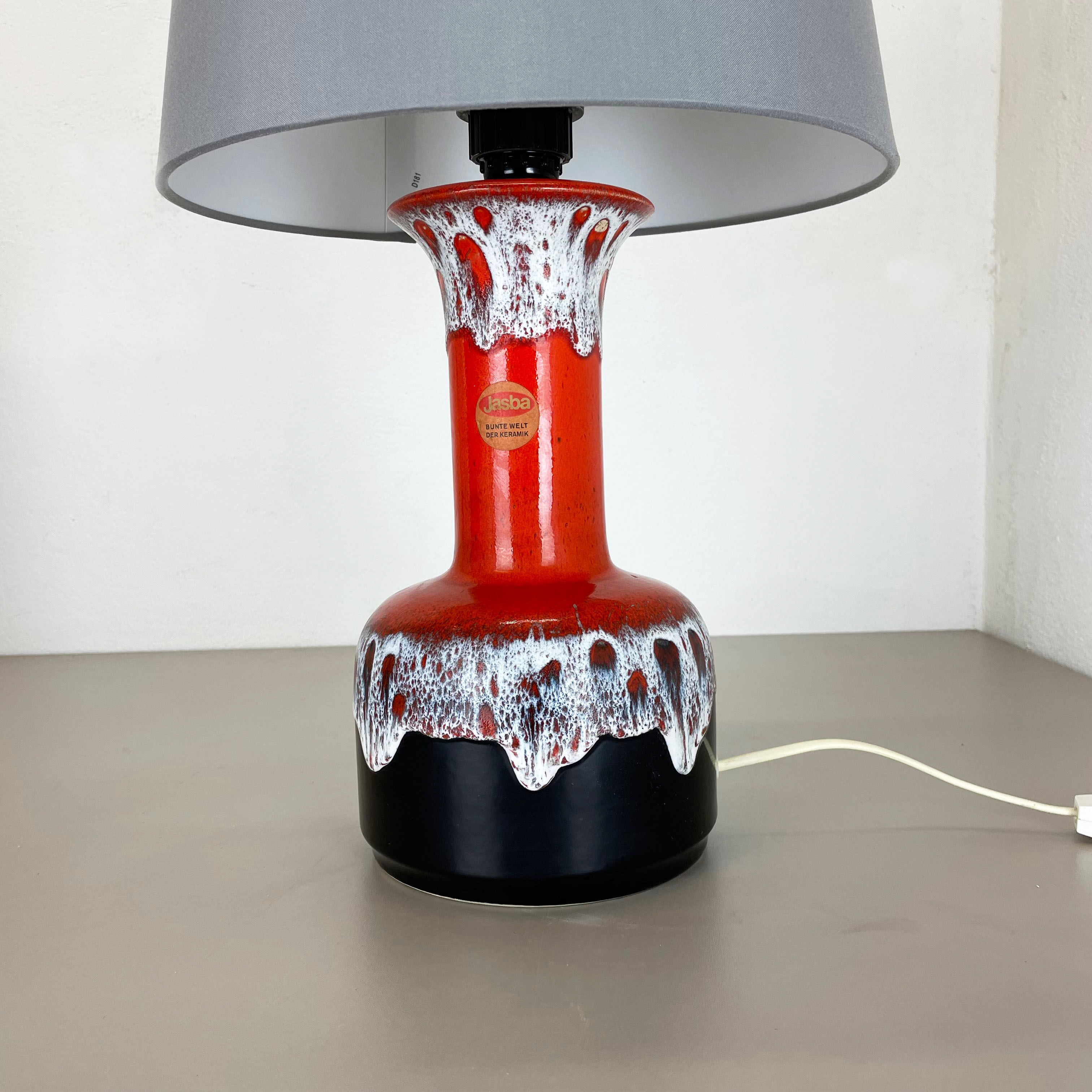 Super Colorful Fat Lava Pottery Table Light Base by Jasba Ceramics Germany 1970s