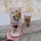 Paire de vases 1900 en opaline rose émaillés