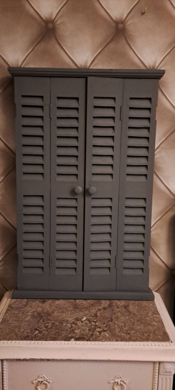 Miroir volet trompe l'oeil bois gris foncé 1990 / objet de décoration murale Miroir façon volets