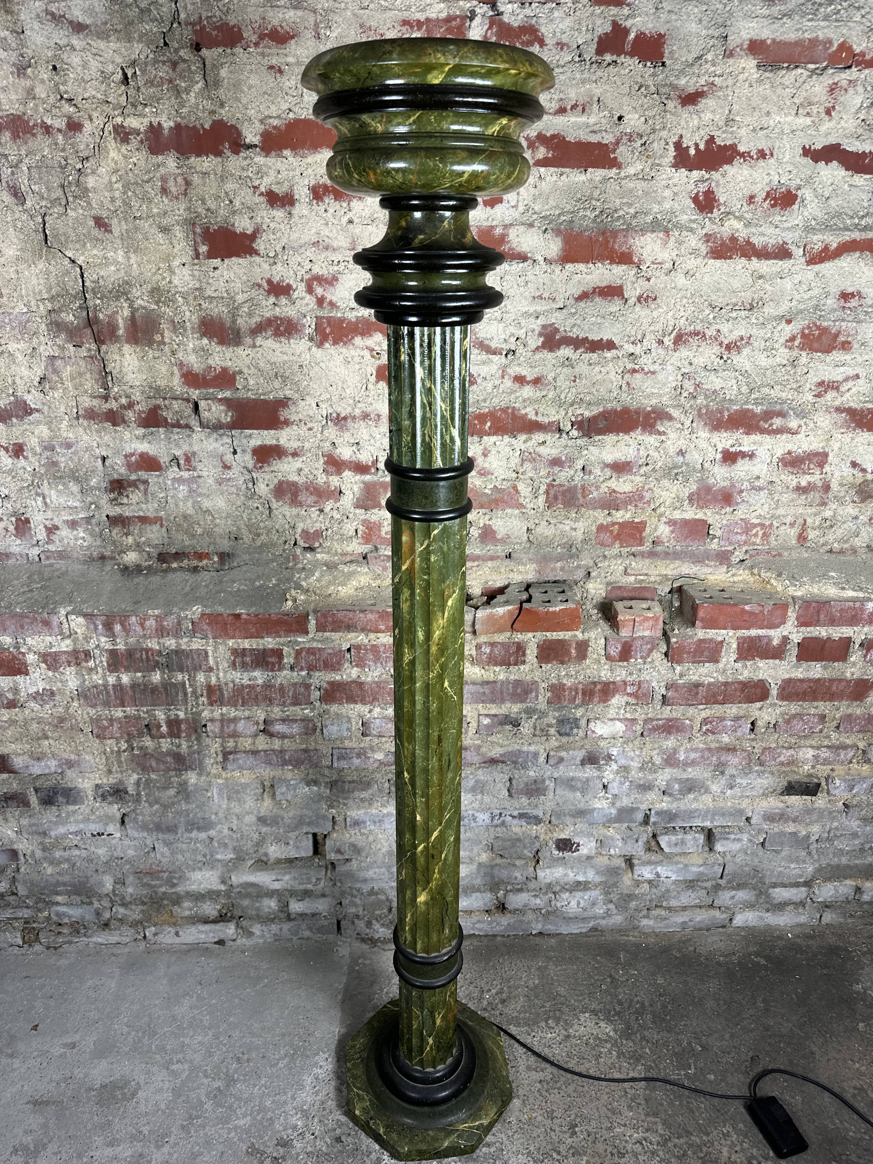 Louis XVI style carved wooden halogen column