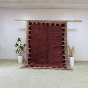 Handwoven rug 150x250 cm, wool, burgundy, grey, beige, Morocco