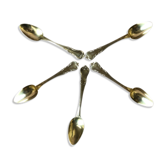 5 small spoons in glazed silver, late 19th century