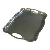 Plateau de service en inox – Plat métal argenté vintage design françai