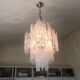 Huge strips “listelli alabastro” murano glass chandelier