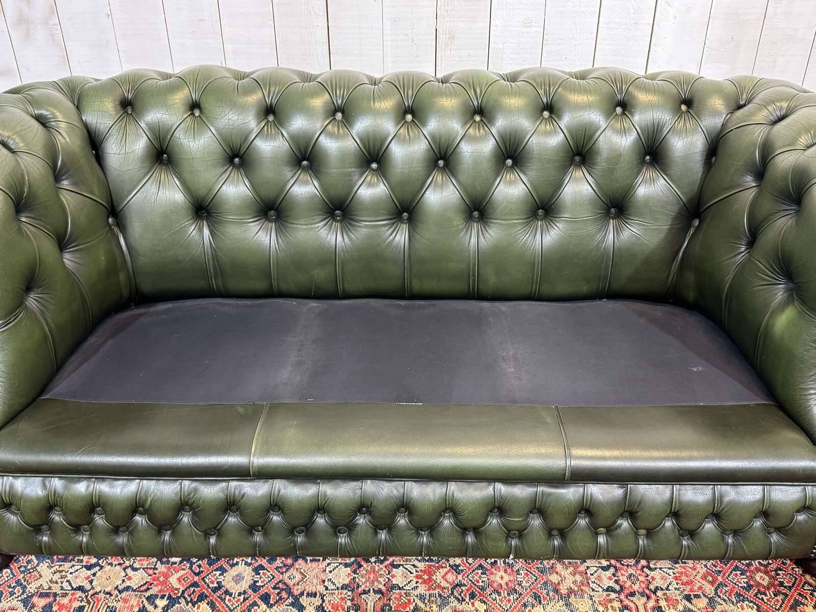 1970s leather Chesterfield three-seater sofa