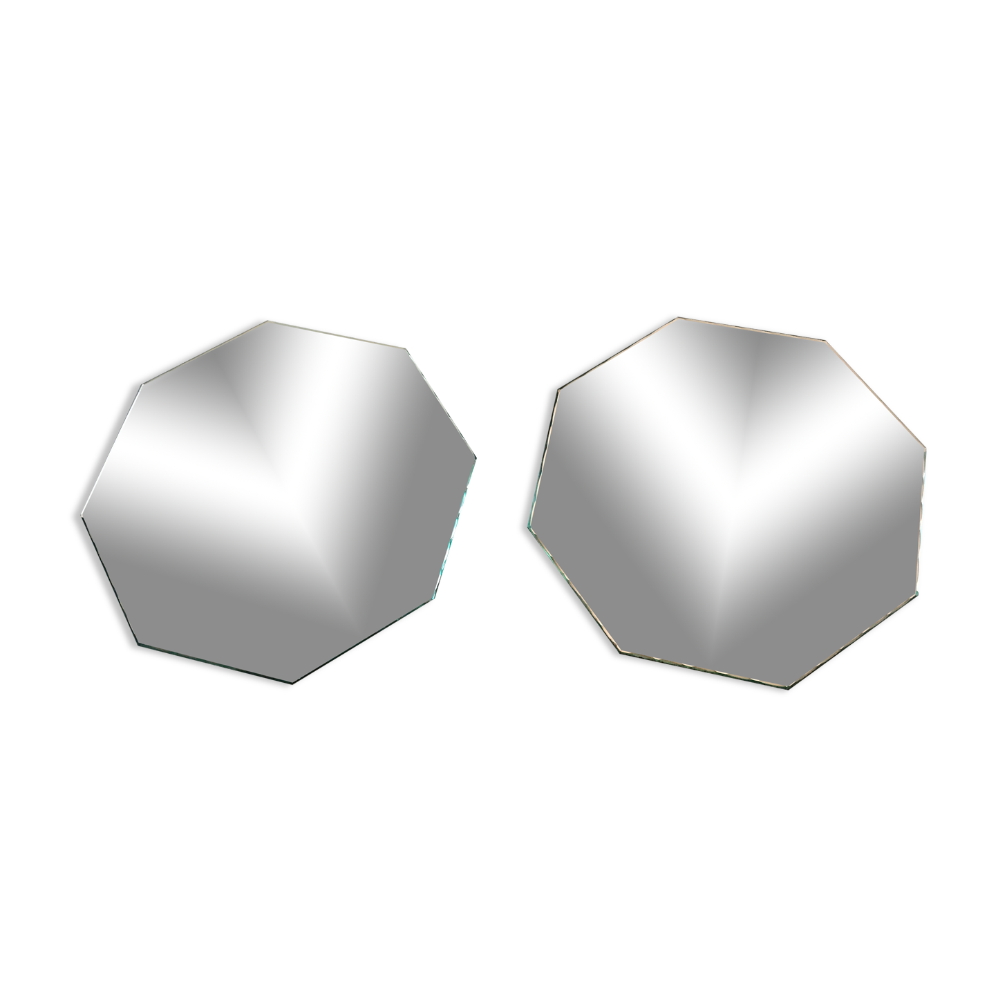 Pair of old underneath bottle tray hexagonal shape mirror 18 cm