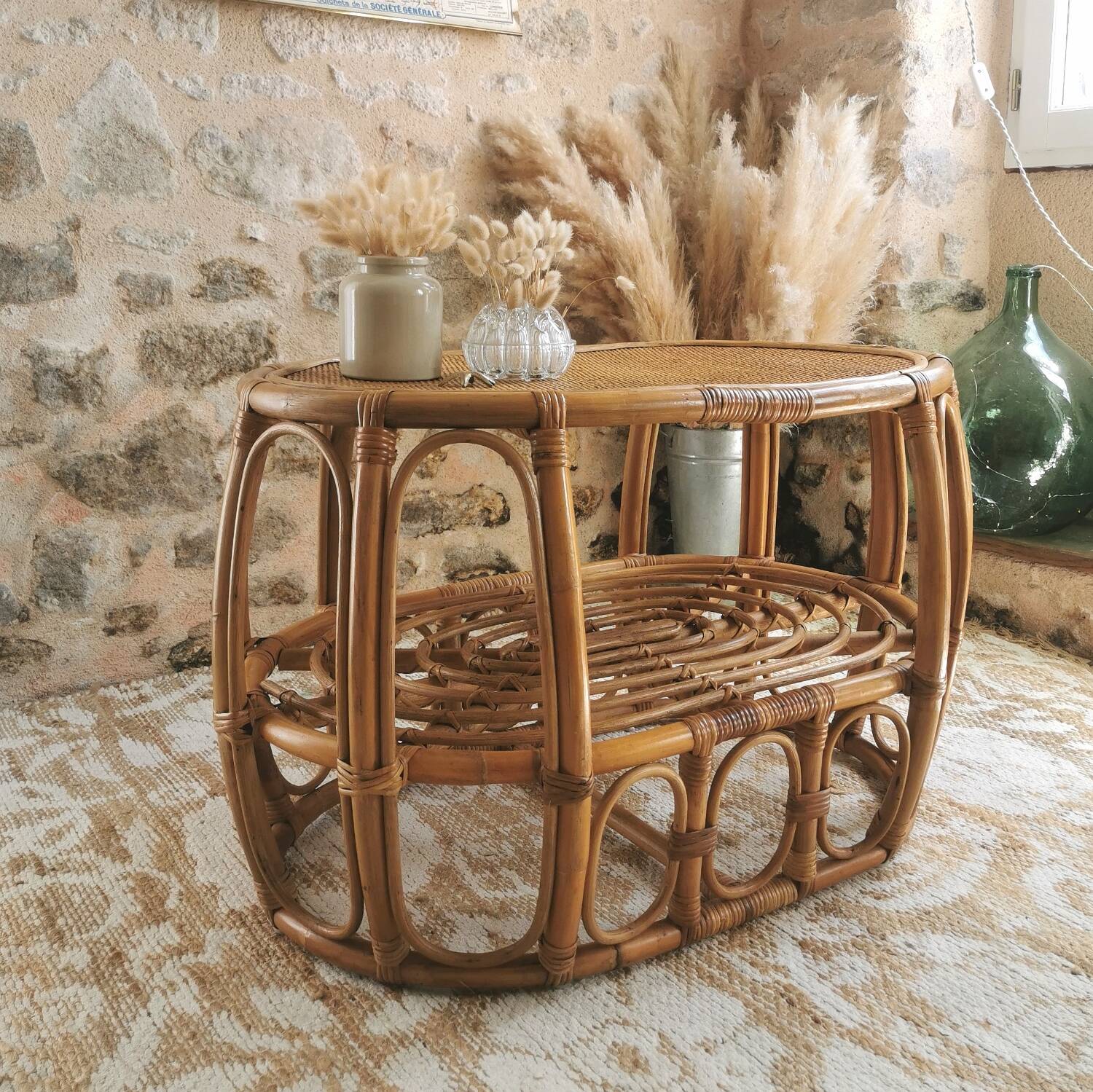 Vintage rattan coffee table