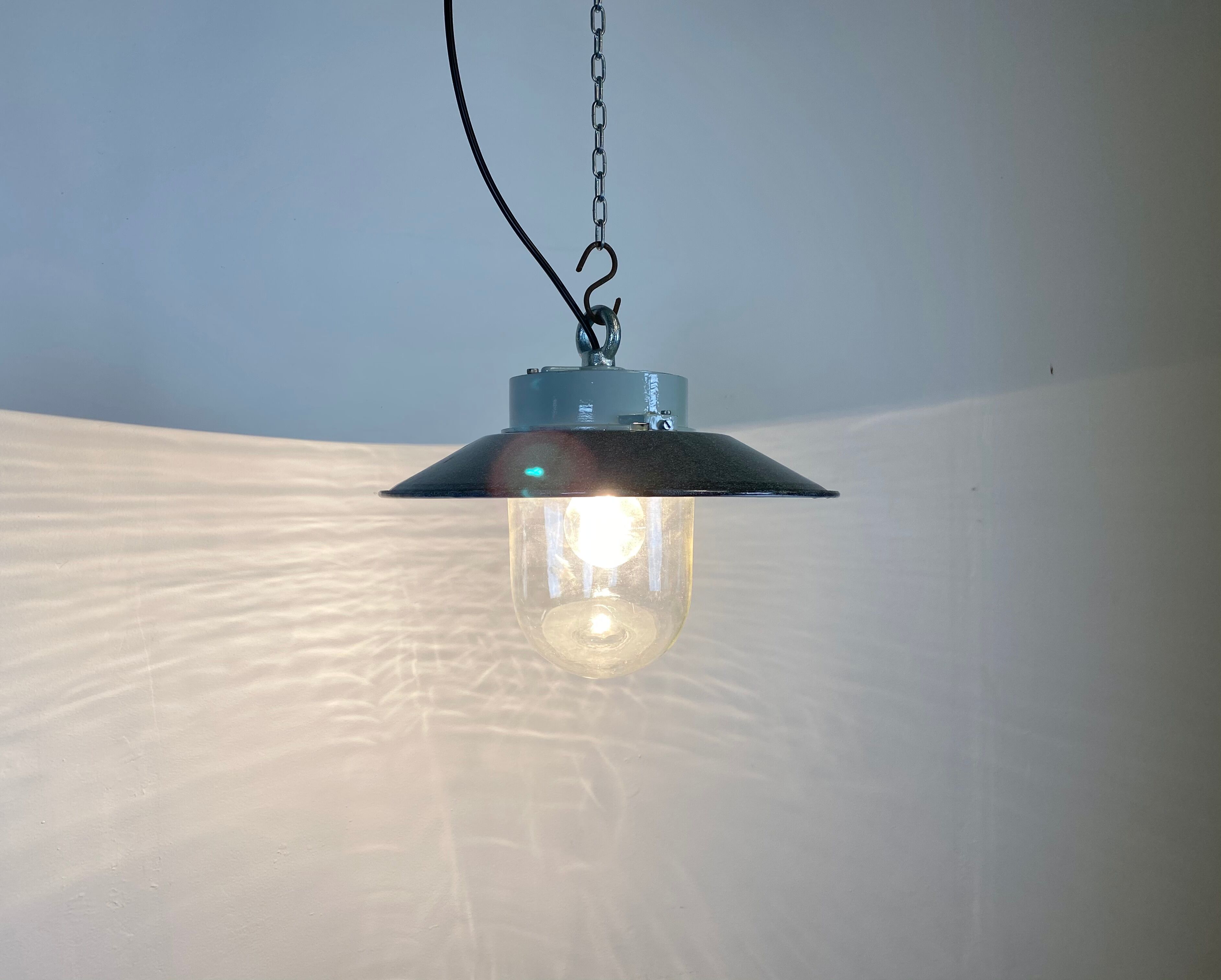 Vintage factory hanging lamp, 1970s